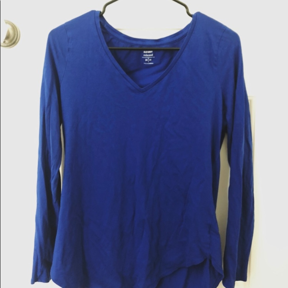 relaxed royal blue long sleeve top